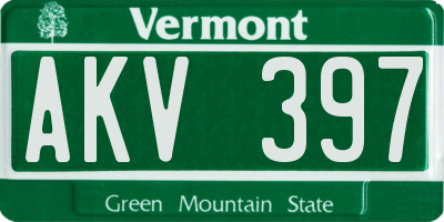 VT license plate AKV397