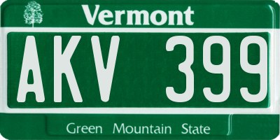 VT license plate AKV399