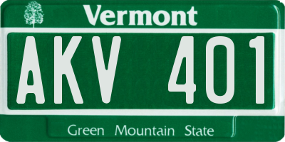 VT license plate AKV401