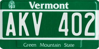 VT license plate AKV402