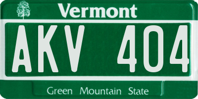 VT license plate AKV404