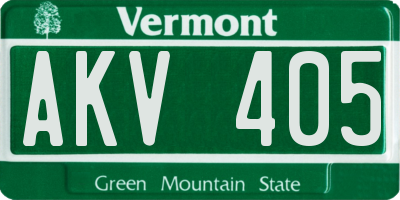 VT license plate AKV405