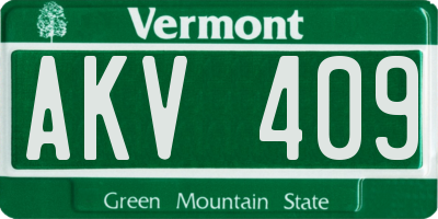 VT license plate AKV409