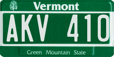 VT license plate AKV410