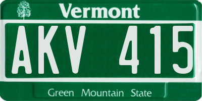 VT license plate AKV415