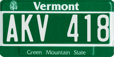 VT license plate AKV418