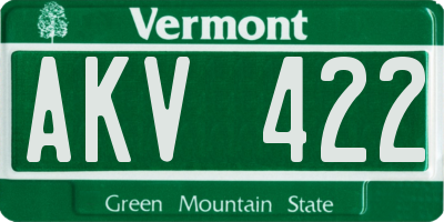 VT license plate AKV422