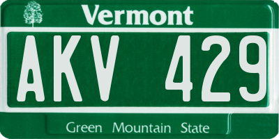VT license plate AKV429