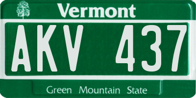 VT license plate AKV437