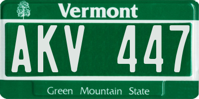 VT license plate AKV447