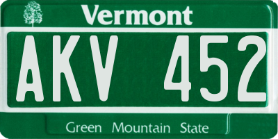 VT license plate AKV452