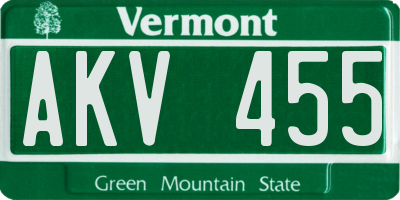 VT license plate AKV455