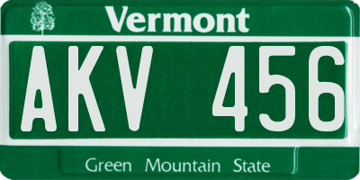 VT license plate AKV456