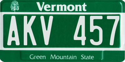 VT license plate AKV457