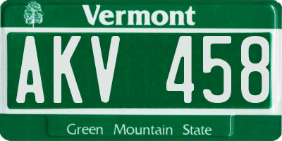 VT license plate AKV458