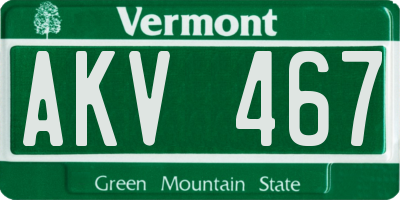 VT license plate AKV467