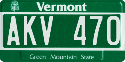 VT license plate AKV470