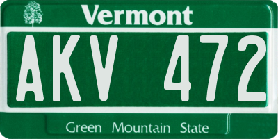 VT license plate AKV472