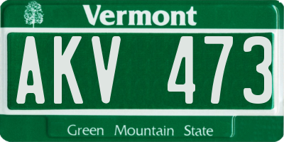 VT license plate AKV473