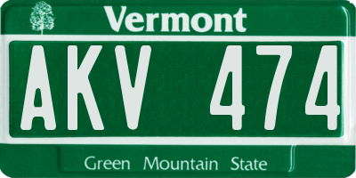 VT license plate AKV474