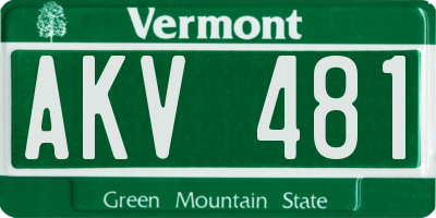 VT license plate AKV481