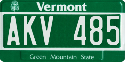 VT license plate AKV485