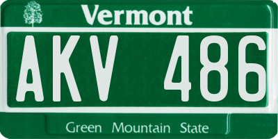 VT license plate AKV486