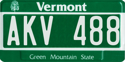 VT license plate AKV488