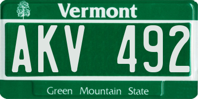 VT license plate AKV492