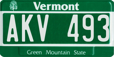 VT license plate AKV493