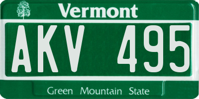 VT license plate AKV495