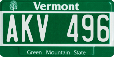 VT license plate AKV496