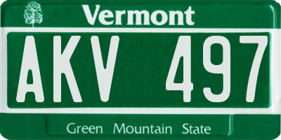 VT license plate AKV497