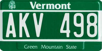 VT license plate AKV498