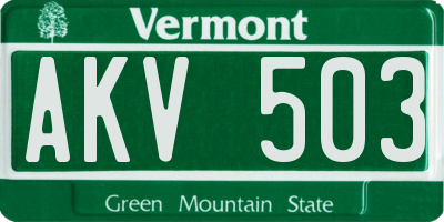 VT license plate AKV503