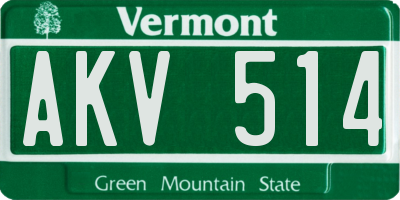 VT license plate AKV514