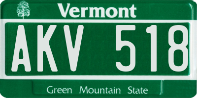 VT license plate AKV518