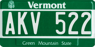 VT license plate AKV522