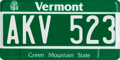 VT license plate AKV523
