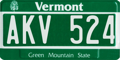 VT license plate AKV524