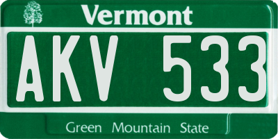 VT license plate AKV533