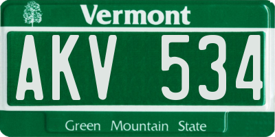 VT license plate AKV534