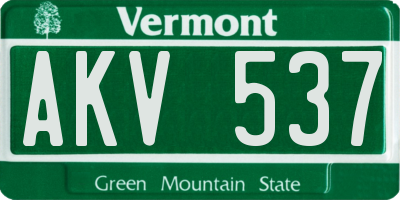 VT license plate AKV537
