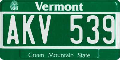 VT license plate AKV539