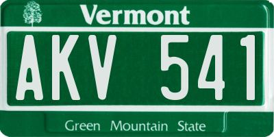 VT license plate AKV541