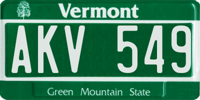 VT license plate AKV549