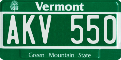VT license plate AKV550