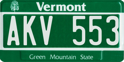 VT license plate AKV553