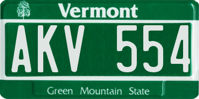 VT license plate AKV554