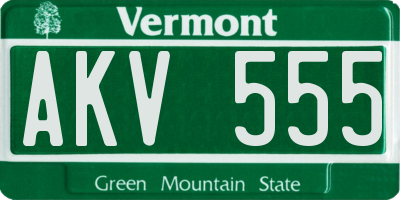 VT license plate AKV555
